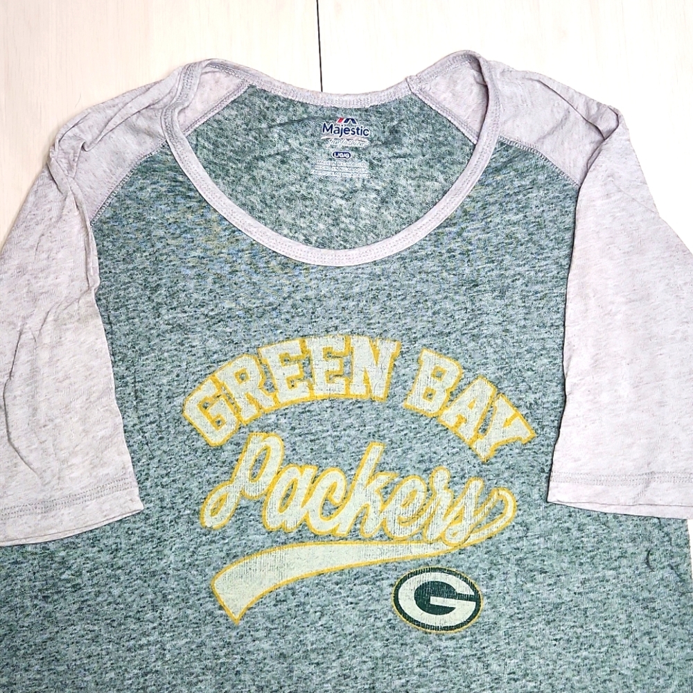 NFL 🏈 Green Bay Packers 🧀 1/2 Sleeve Tee 💚 Sz L